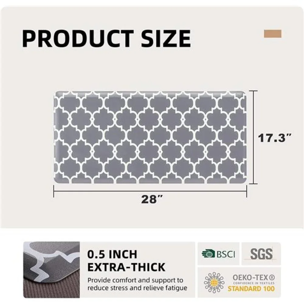 1/2 Inch Thick Cushioned Anti Fatigue Waterproof Kitchen Rug,  17.3